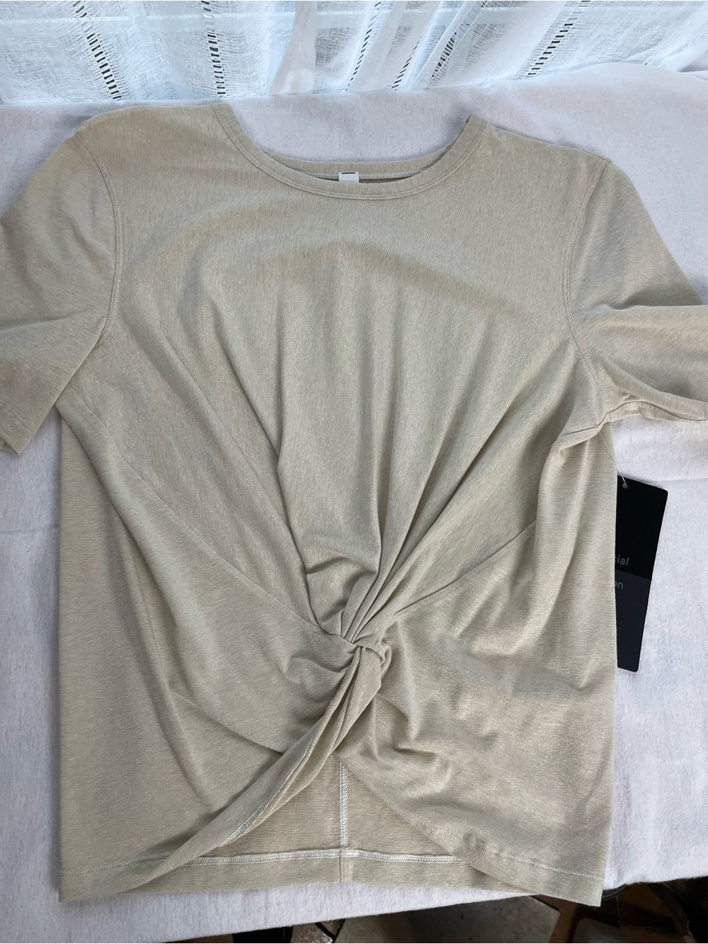 lululemon athletica Beige Knot-Front Short Sleeve Tee